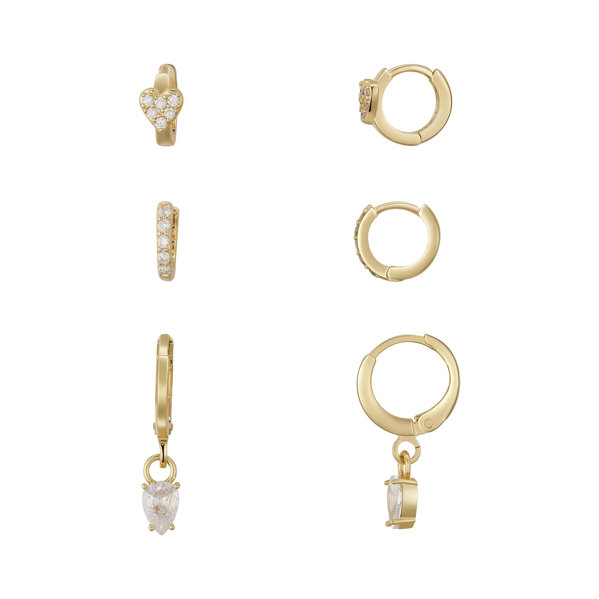 Believe By Brillianc 14kgfl Cz Hrt Huggie Trio
