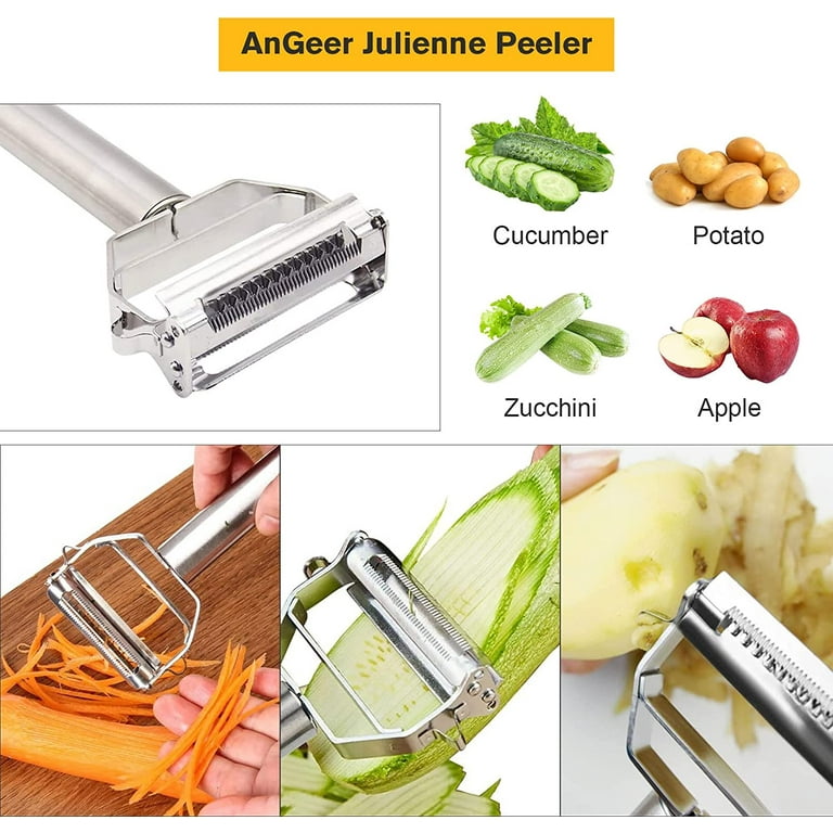 Potato Apple Vegetable Peelers for Kitchen, I and Y Peelers for Fruit  Veggie Potatoes Carrot Cucumber, 3 in 1 Blade Spin Design With Julienne  Function