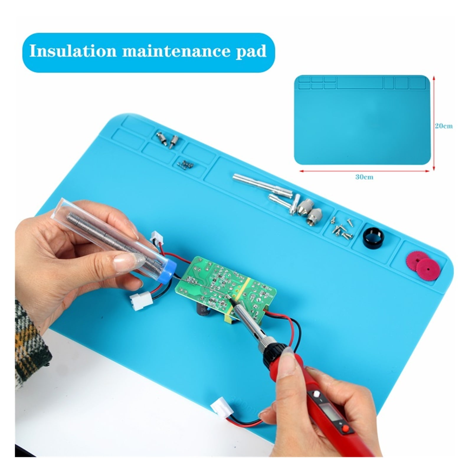 Soldering Iron Kit,80W Adjustable Temperature Soldering Iron Kit With ESD Heat Insulation Working Mat Welding Tool Kit ,Accurate Temperature Control