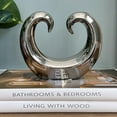 thumbnail image 2 of Eternity Wave Sculpture, Modern Art Sculpture, Silver Titanium Glazed, Ceramic Stoneware, 8.25 inches, 2 of 6