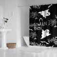 thumbnail image 2 of Retro Horror Themed Artwork Shower Curtain Cute Ghost Pumpkin Illustration Quick-Dry,72x84 inch Shower Curtain, 2 of 6