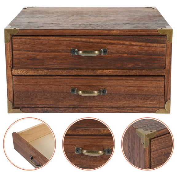 Beaupretty Vintage Wooden Desktop Organizer with Drawers for Small Spaces