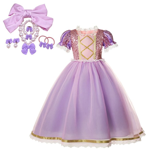 Disney-vestido de Princesa Sofía para niñas de 2 a 10 años, disfraz de lujo para Halloween, traje de malla de encaje con lentejuelas Fivean unisex
