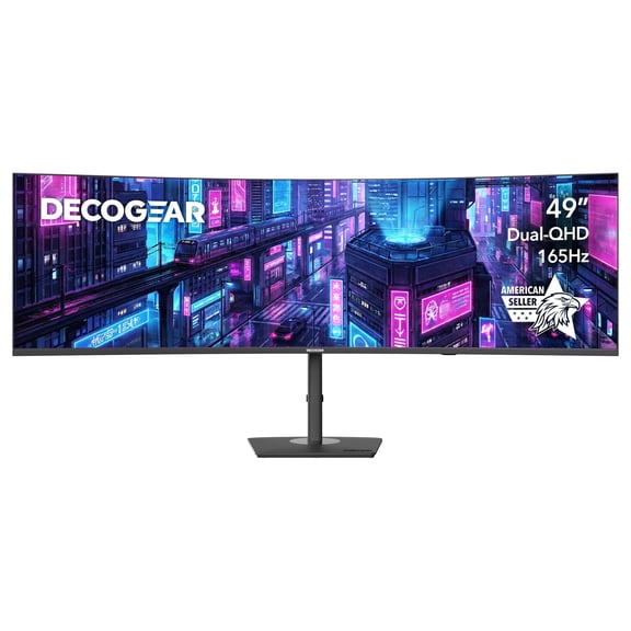 Deco Gear 49” DQHD Curved Ultrawide Gaming Monitor 165Hz USB-C KVM