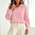 thumbnail image 5 of Zysthvn Cropped Sweatshirt for Women Pullover Half Zip Winter Casual Womens Sweatshirts Long Sleeve Stand Collar with Pockets Solid Tops, 5 of 9