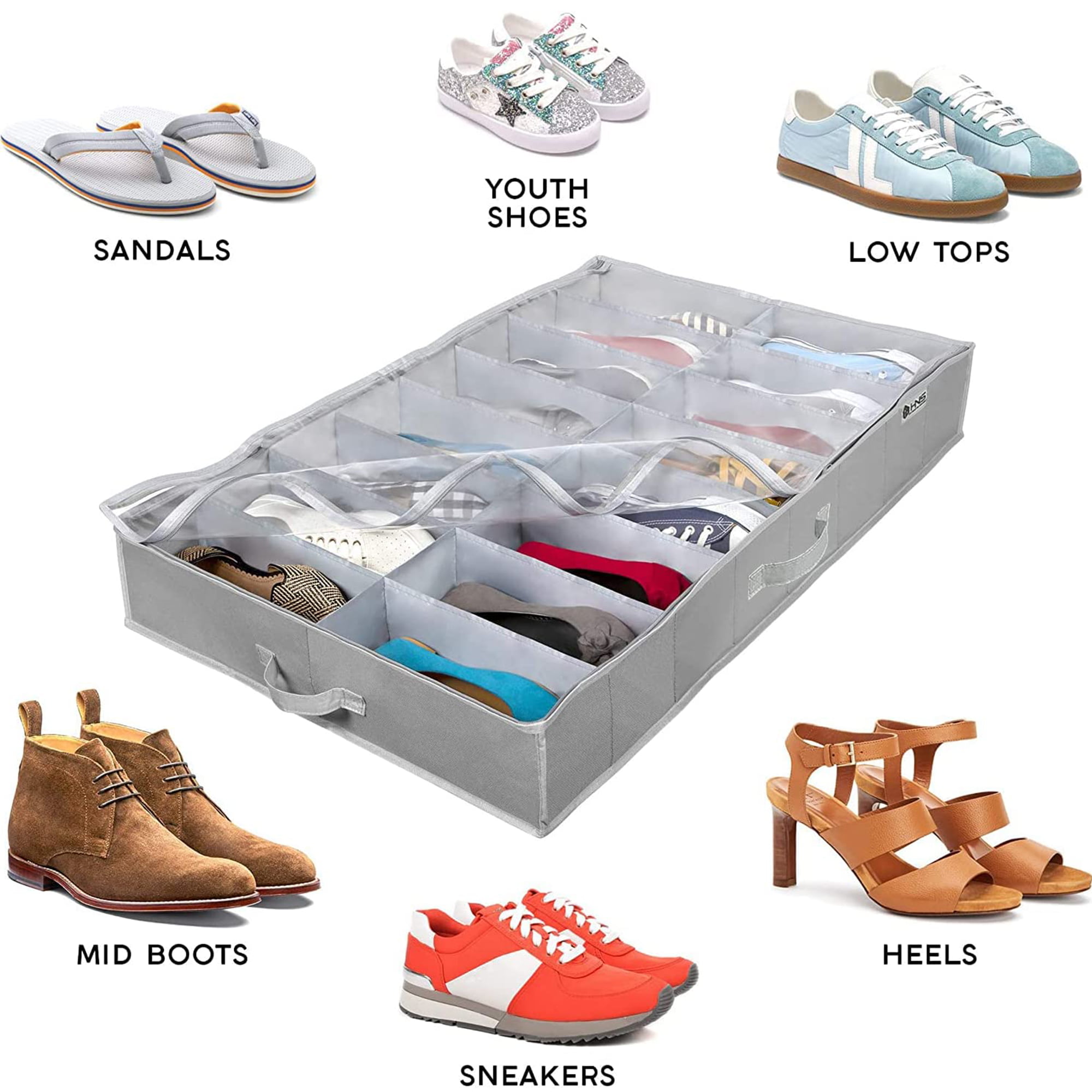 Hold N' Storage Extra Large Underbed Shoe Storage Organizer, Set of 2 Gray, Men's, Size: 36.5 x 23.5 x 5.25