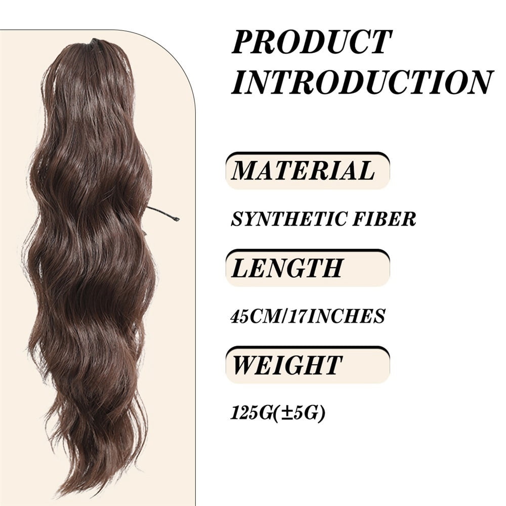 Long Wavy Curly Ponytail Hair Extension 18" Synthetic Claw Clip Ponytail Fake Hair Piece