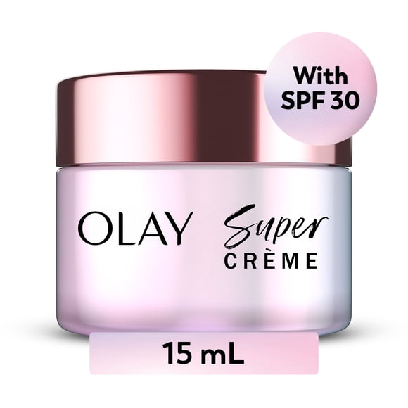 Olay Super Cream with Sunscreen SPF 30, ntrial size, Ultra Lightweight Face Moisturizer that hydrates, smooths, brightens, firms, and protects with SPF