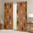 thumbnail image 2 of Feelyou Brown Western Bohemian Black Out Curtains, Hippie Skeleton Print Curtains Pack of 2 (42x63 Each), Cartoon Cowgirl Cactus Bedroom Curtains, Blackout Curtains Bedroom Decor, 2 of 6