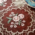 thumbnail image 2 of New Burgundy Lace Table Runner - Sheer Glass Fabric Embroidered Coffee Table Mat, Home Dining Table & TV Cabinet Tablecloth for Elegant Decor, 2 of 4