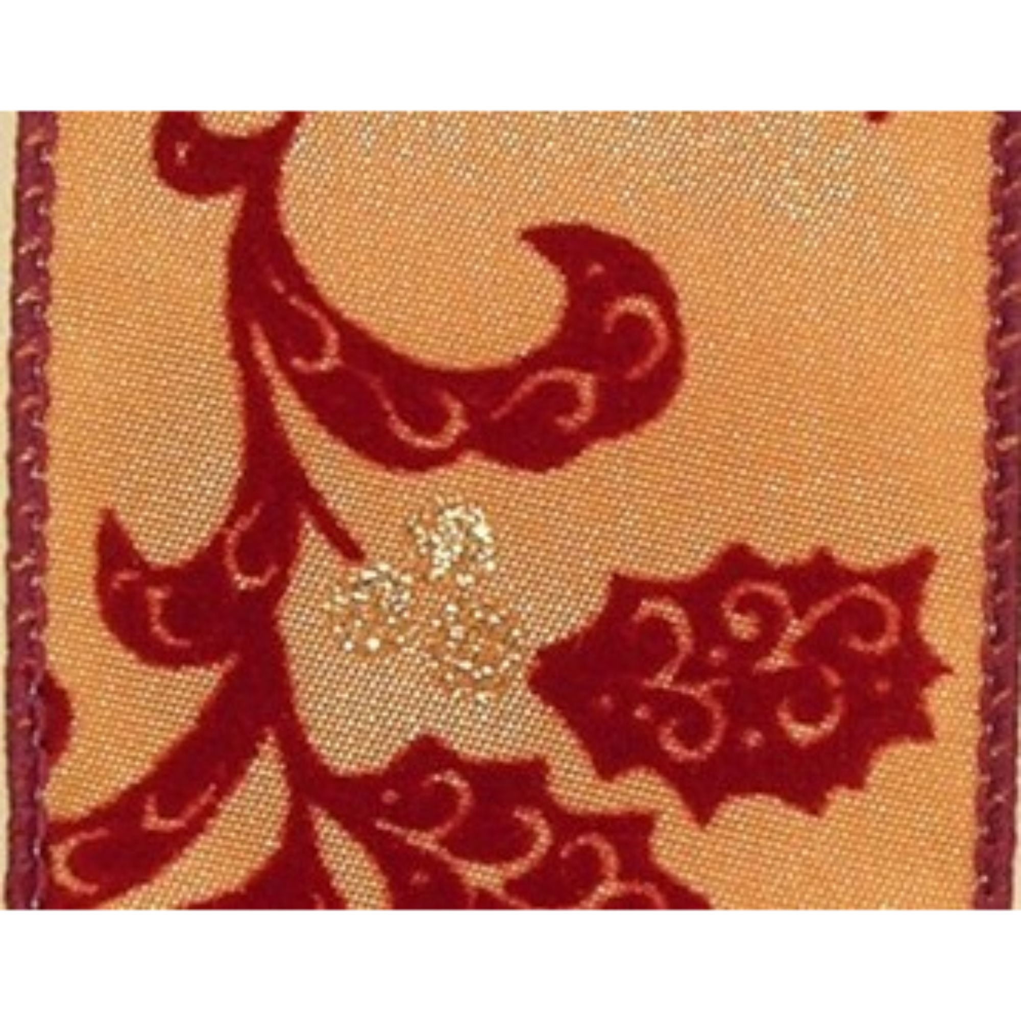 Northlight Holiday Swirls Wired Craft Ribbon 2" x 20 Yards - Metallic Red/Gold