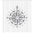 thumbnail image 3 of Ambesonne Compass Shower Curtain, Face Sun Drawing Style, 69"Wx84"L, Grey, 3 of 3