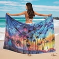 thumbnail image 4 of Yuyamidu Sunset Women's 3 Piece Thong Bikini Set Palm Tree Bikini Top Swimsuit Beachwear with Split Beach Cover Ups Halter Bikini Top Triangle Bottoms, 4 of 6