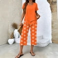 thumbnail image 2 of Womens Lounge 2 Piece Outfits Lounge Sets Printed Capris Top Wide Leg Crop Pants Travel Beach Vacation Clothes, 2 of 6