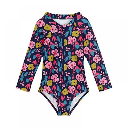 

GYRATEDREAM Kids Girl Romper Swimwear One Piece Bikini Swimsuits Long Sleeve Rash Guard Bathing Suit Bow Sport Beach Sets