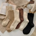 thumbnail image 2 of Calcetines de lana para mujer, calcetines cálidos de invierno, calcetines sencillos de color liso hasta media pantorrilla, calcetines gruesos de cachemira, calcetines de pelo estilo japonés, 2 of 5