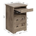 thumbnail image 2 of Likimio Mesita De Noche Moderna Con 3 Cajones, Mesa Auxiliar Con Estante Abierto Y Bandeja Extraíble, Mesa Auxiliar De Madera, Roble Gris, 2 of 5
