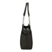 Michael Kors Womens PVC and Leather Jet Set Travel Large Chain Shoulder Tote Bag, Black