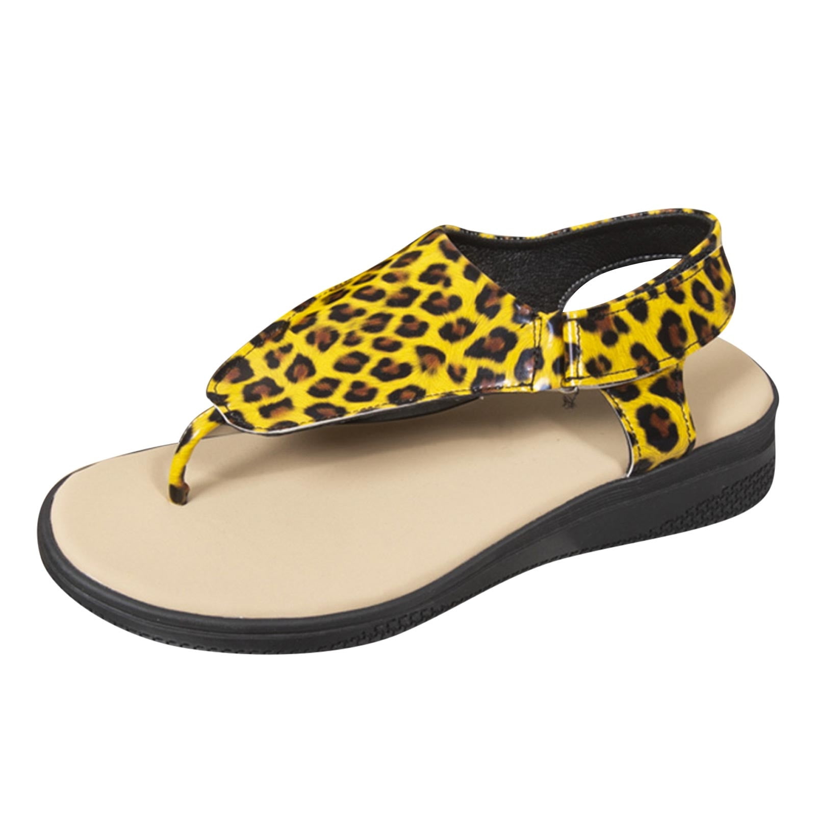 Ladies Fashion Leopard Print Bright Leather Pintoed Hook Loop Flat