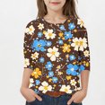 thumbnail image 2 of COM1950s Chemises pour Filles, Mode Enfants Femme Col Rond T-Shirt Imprimé Manches 3/4 Blouse, 2 of 9