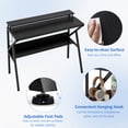 thumbnail image 3 of 39.5 " Modern Computer Desk with Monitor Stand & Storage Shelf, Small Gaming Desk for Home Office，Black, 3 of 9