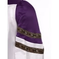 thumbnail image 7 of TiaoBug Men Color Block Clergy Church Robe Loose Fit Long Sleeve Graduation Maxi Gown Purple XL, 7 of 7