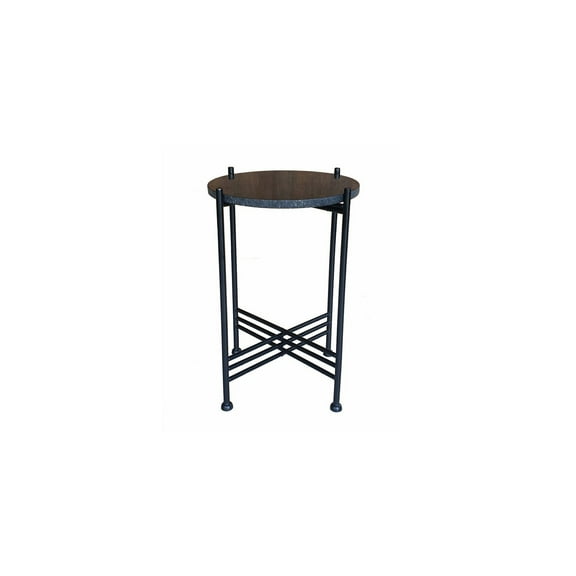 Marble Accent Table - Round Black Tabletop - 13" Dia x 18.5"H - Modern Living Room Decor