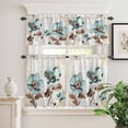 thumbnail image 6 of Blue Broccoli Curtain Valances Set Vintage Flower Victorian Style Kitchen Curtains 36&nbsp;inch Length Rod Pocket Valance and Tiers 3 Piece Set Small Bedroom Bathroom Laundry Decor, 6 of 9