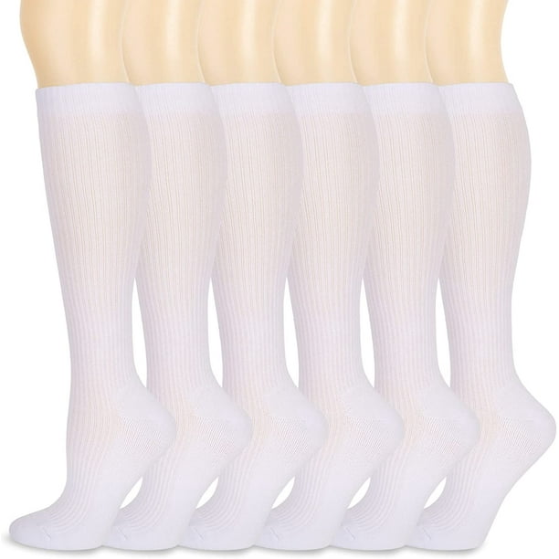 6Pairs Cotton Compression Socks for Men & Women Circulation 8-15mmHg Knee  High Socks