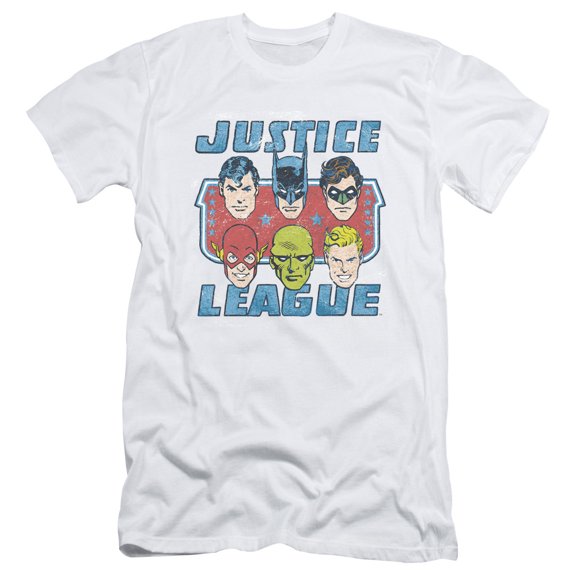 DC Comics Faces Of Justice S/S Adult 30/1 T-Shirt White