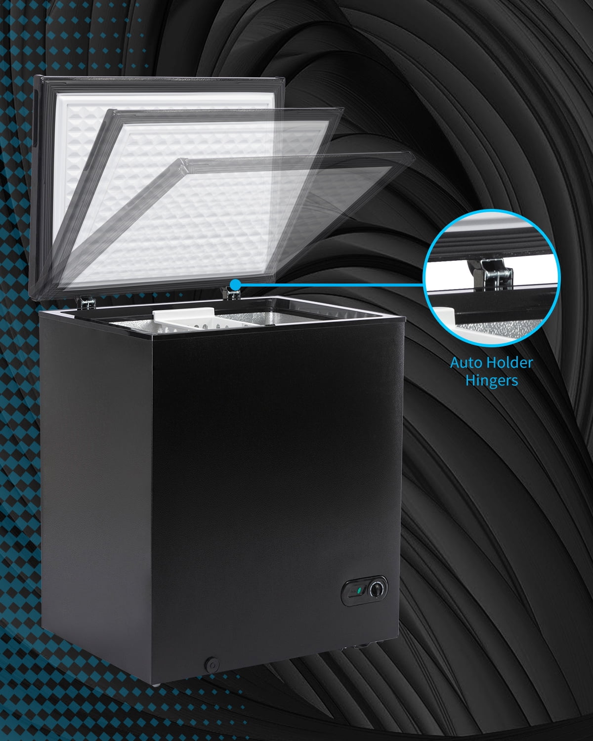 TABU 5.0 Cu ft Chest Freezer,Deep Freezer with Top Open Door and Removable Storage Basket,Black