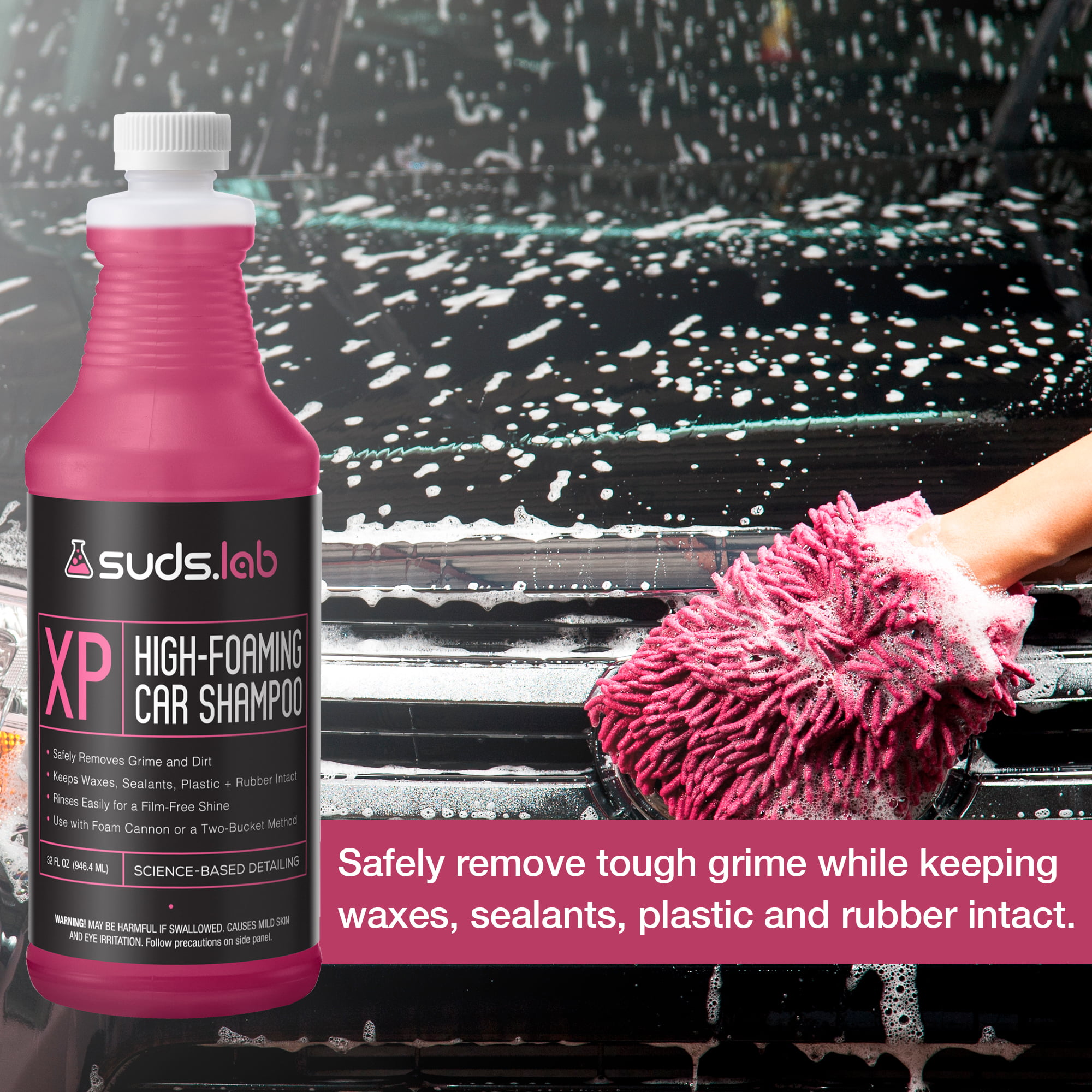Prime Solutions Suds Up Exterior Car Wash, Foam Cannon Soap, Deep Cleans  without Stripping Wax, Road Grime Remover, High Foaming Concentrate Shampoo