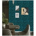 thumbnail image 6 of Peel and Stick Wallpaper Graphic Trellis Sapphire Blue/Gold Removable contactpaper for Home Bathroom Decorations 17.7in x 118in, 6 of 8