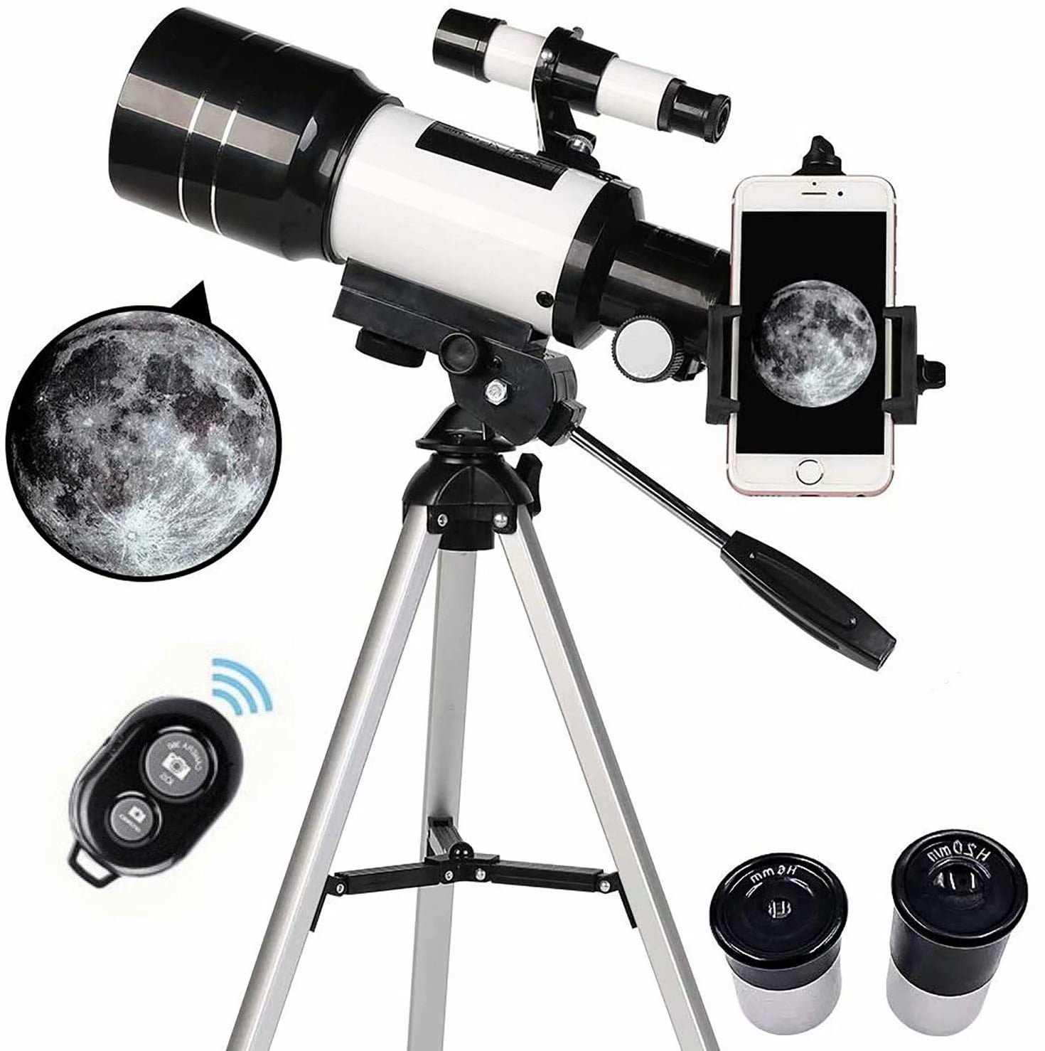 Lieboty Telescope Astronomy for Kids Beginners Astronomical Refractor Travel Portable Telescope,Starscope Monocular Tripod 3 Eyepieces Lunar Refractor Telescope for Astronomy 
