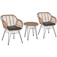 thumbnail image 1 of Outsunny Ensemble de Meubles de Patio en Osier 3 Pcs avec Deux Chaises, Table Basse, 1 of 10