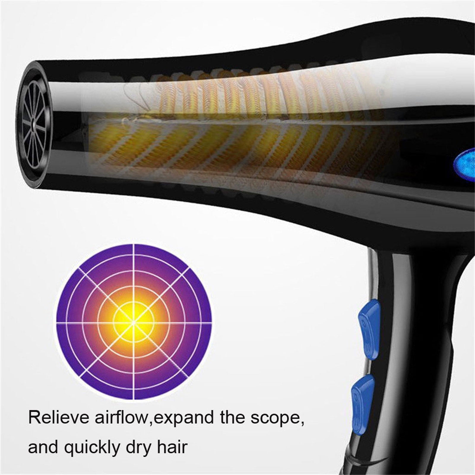 Hair Dryer, Blown Away Ionic Hair Dryer for Hair with Diffuser, Fast Drying Blow Dryer, Attachments for All Hair Types, Light and Quiet Travel Hairdryer