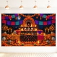 Deep Dead Blue 5x3FT Day of the Dead Altar Backdrop Deep Blue Moon Sugar Skull ...