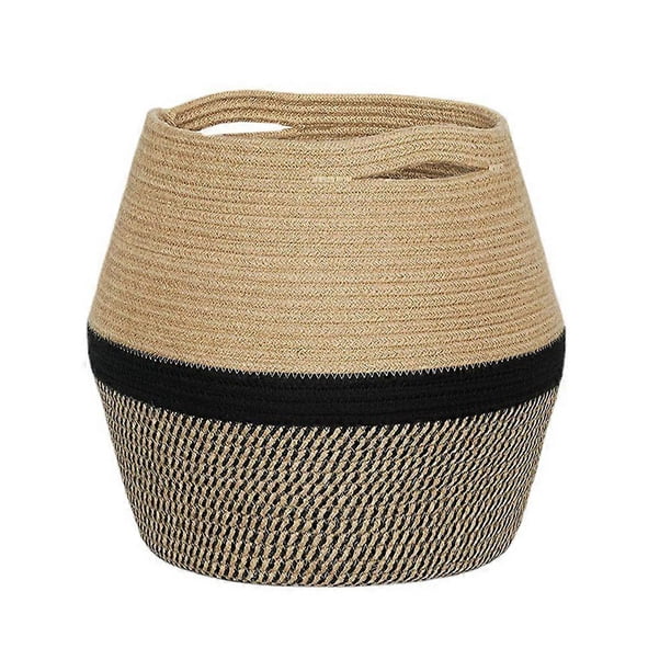 Woven Storage Basket Jute Rope Plant Basket Closet Baskets Shelf Storage Basket Sundry Basket Cotton Rope Plant Basket