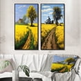 thumbnail image 1 of Designart "Countryside Spring Fields Farm Road I" Meadow Framed Wall Art Set Of 2 - Traditional Yellow Gallery Wall Frame Set For Home Decor, 1 of 6