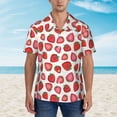 thumbnail image 2 of Sikiie Hand Drawn Strawberry Print Men's Hawaiian Shirt, Summer Beach Button Pocket Short Sleeve T-Shirt,X-Large, 2 of 7