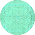 thumbnail image 1 of Ahgly Company Indoor Round Abstract Turquoise Blue Modern Area Rugs, 7' Round, 1 of 4