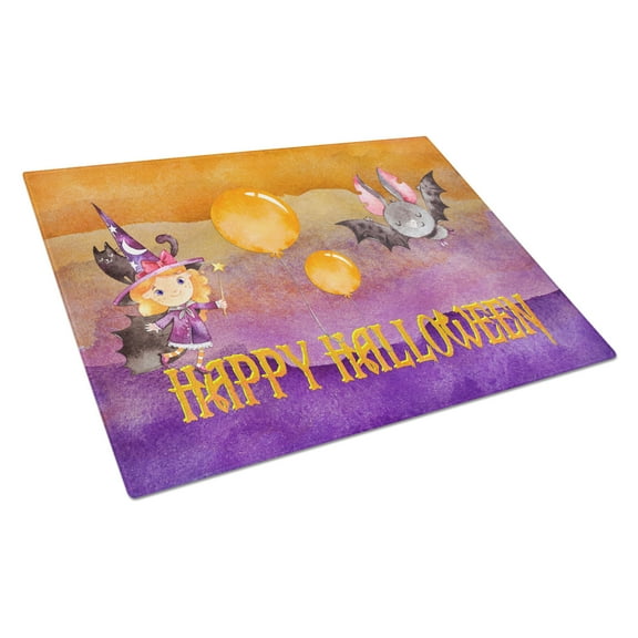 Caroline's Treasures Halloween Little Witch and Bat Glass Cutting Board Large