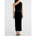 thumbnail image 3 of Diconna Robe Formelle en Velours pour Femmes, Couleur Unie, une Épaule, Fendue, Robe de Soirée pour Mariage, Cocktail, Fête, 3 of 7