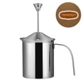 thumbnail image 3 of KAKOWELY 304 Stainless Steel Milk Foamer Double Layer Filter Screen Manual Milk Frother Cappuccino Latte Coffee Pitcher Kitchen Ultensil (800cc),9.45"X6.3"X4.33", 3 of 5