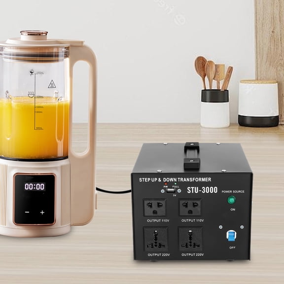 3000W Voltage Converter Step-Up/Step-Down Transformer, 110/220V AC & 5V USB Output, 5 Simultaneous Outputs, US-Germany Plug Adapter, Heavy-Duty, Safe & Reliable