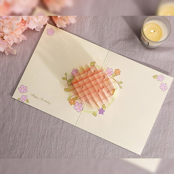 Dvkptbk Greeting Cards Nouveauté Cartes Valentine Joyeux Anniversaire Gâteau de Cristal Carte de Voeux Invitation Cards en Liquidation