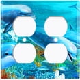 thumbnail image 3 of Metal Light Switch Plate Outlet Cover Cute Dolphin Pod Ocean Reef, 3 of 13