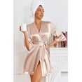 thumbnail image 3 of Ekouaer Women's Short Silk Robes Bride Bridesmaid Kimono Satin Bathrobe V Neck 3/4 Sleeve Sleepwear with Pockets, 3 of 6