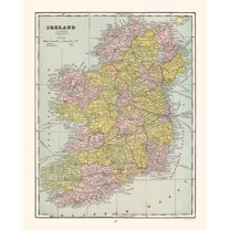 Historic Map - Ireland - Cram 1892 - 23 x 28.85 - Vintage Wall Art