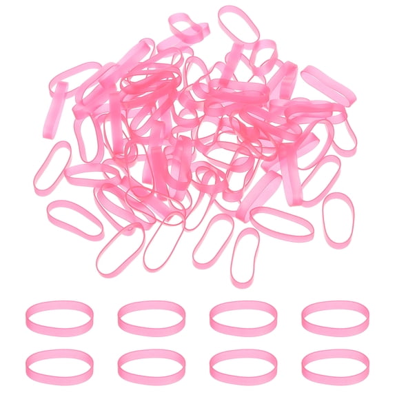 Uxcell Silicone Rubber Bands Cable Ties 1.4", Flat Rubber Elastic Band for Office Supplies Home Cord Wrapping, Pink 200 Pcs